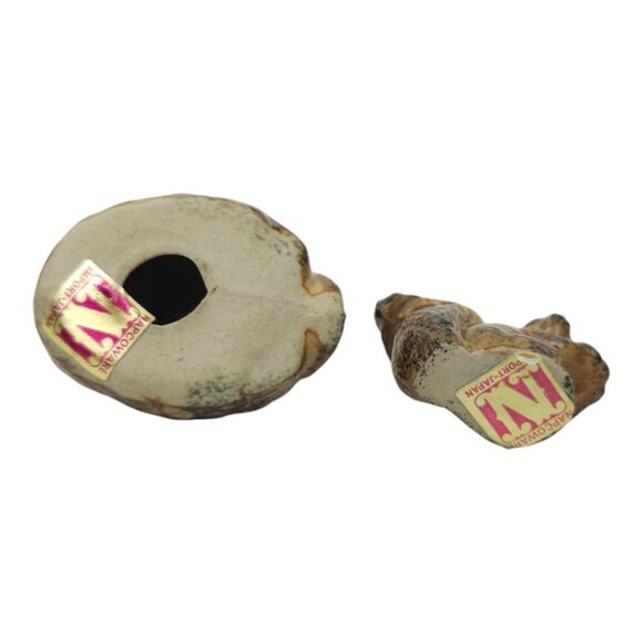 Napcoware Import Miniature Quail Squirrel Vintage 60s Ceramic Speckled Figurines - Picture 9 of 13